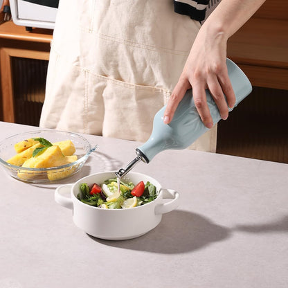 Sweejar Ceramic Olive Oil Dispenser Bottle, 20 Oz Relief Opaque Oil Cruet Protects Oil To Reduce