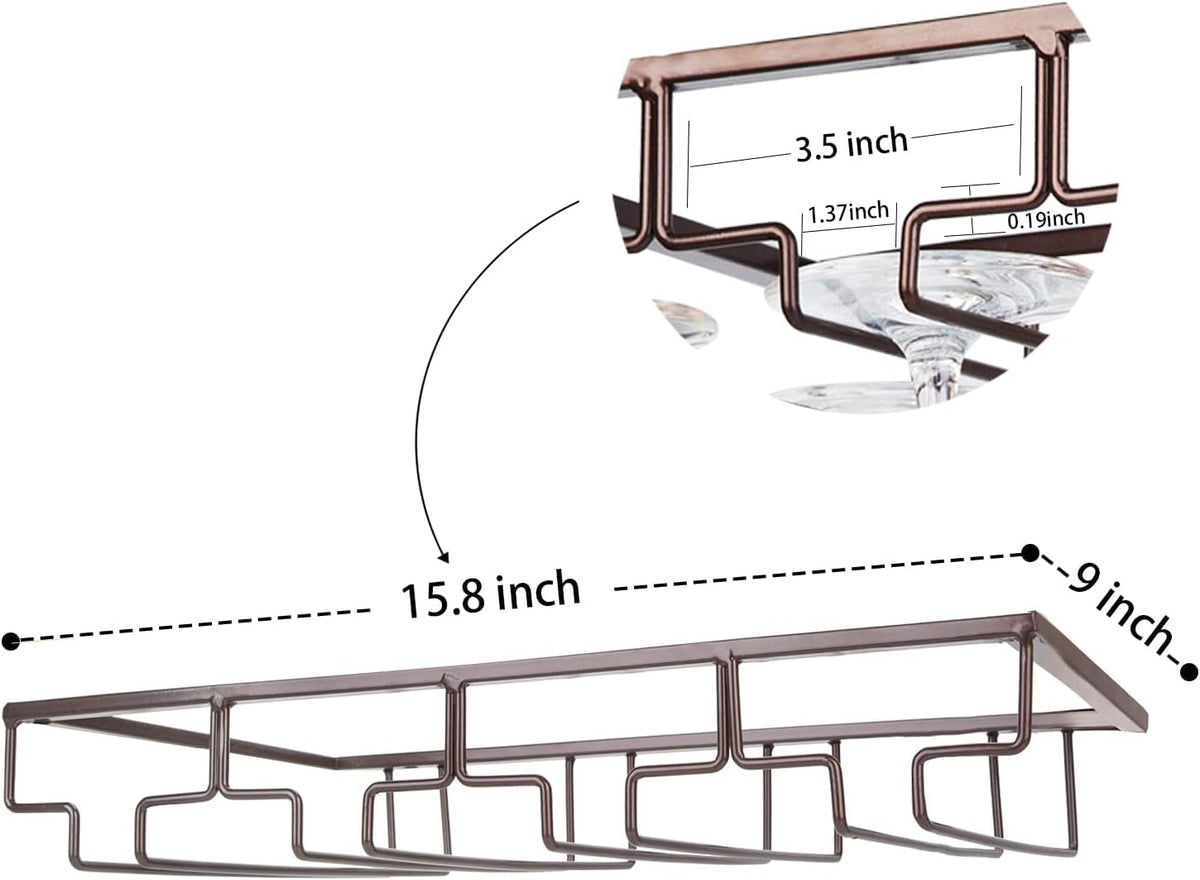 Wine Glass Rack Under Cabinet - Stemware Holder Metal Wine Glass Organizer Glasses Storage Hanger