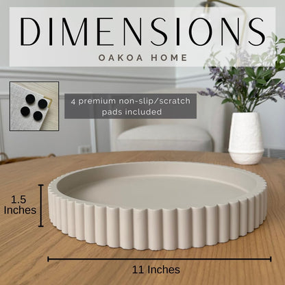 OAKOA Round Decorative Tray for Coffee Table Decor - Concrete Round Tray Home Decor - Bandejas