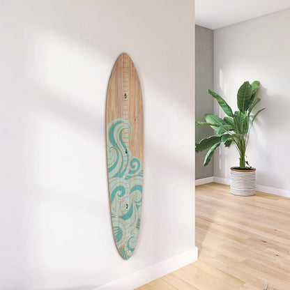 Wooden Surfboard Wall Decor Growth Chart - Surf Board Decor for Kids Room, Wooden Growth Chart for