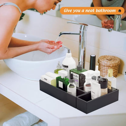Black Bamboo Drawer Organizer - Silverware&Utensil Holder Organizer for Kitchen Drawers, Multi-Use