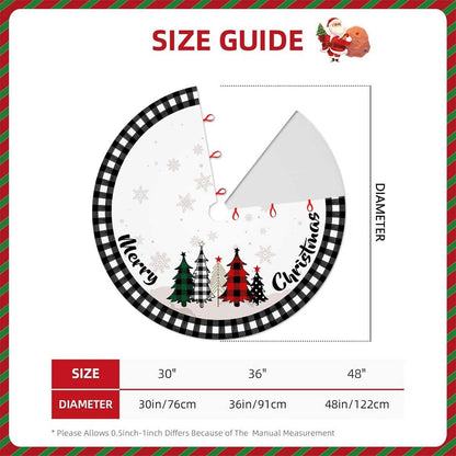 Christmas Tree Skirt 48 Inch Buffalo Plaid Xmas Tree Skirts Rustic Vintage Farmhouse Black and