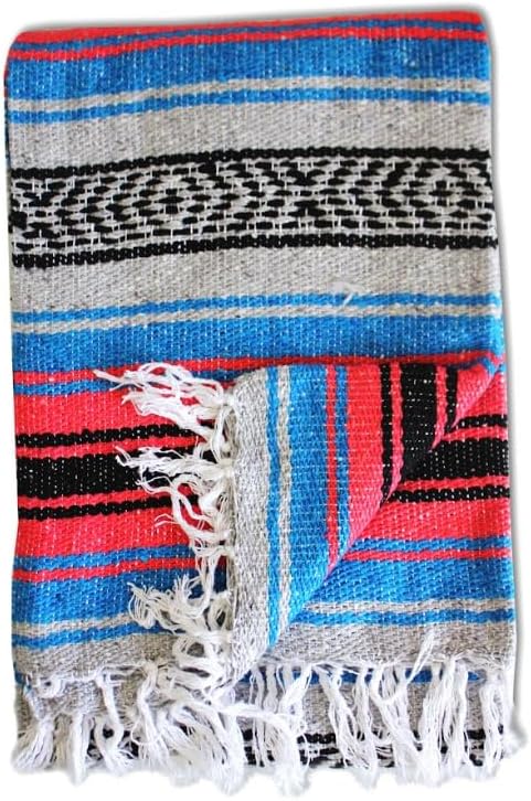 Del Mex Classic Mexican Blanket, Large Authentic Woven Falsa Throw (70"x50"), Artisan Southwest