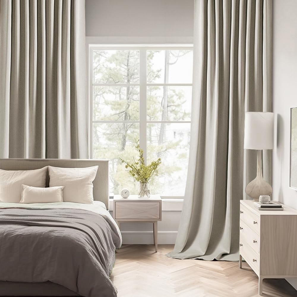 MIULEE Stone Back Tab Blackout Curtains 120 Inch Long 2 Panels Set for Bedroom, Rod Pocket/Pinch