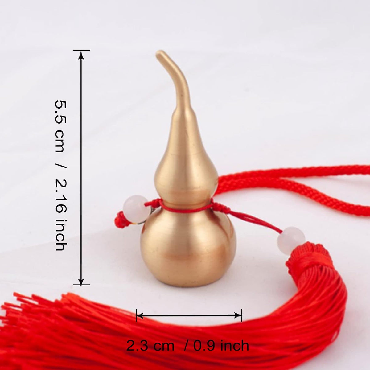 Feng Shui Hanging Ornaments Decor,Wu Lou Golden Gourd,with Red Luck Strip Tassel Treasure for Ideal