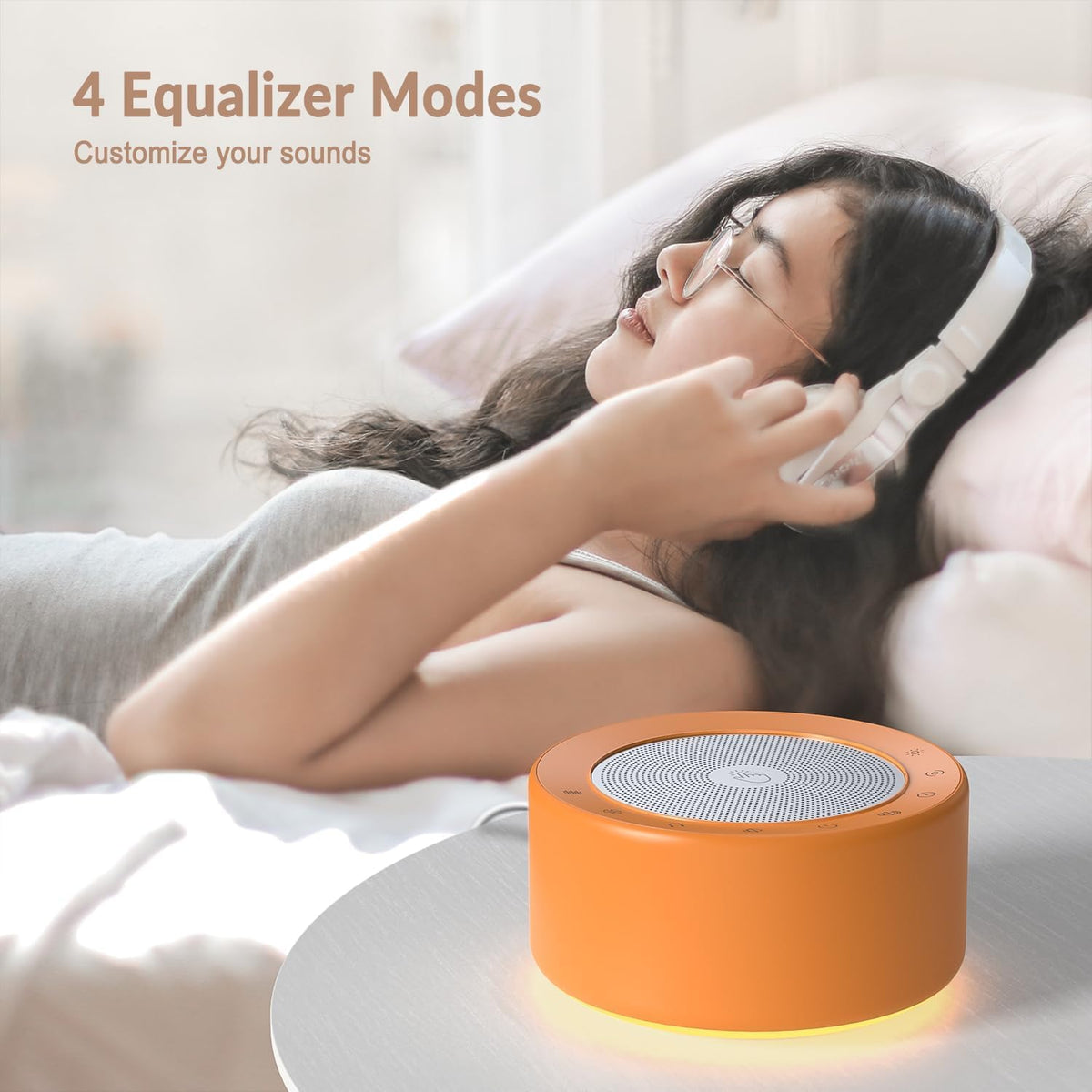 Nursery Lamp with Sound Machine, Mood Lighting, 7 Colors Night Light, 30 Soothing Sounds, White