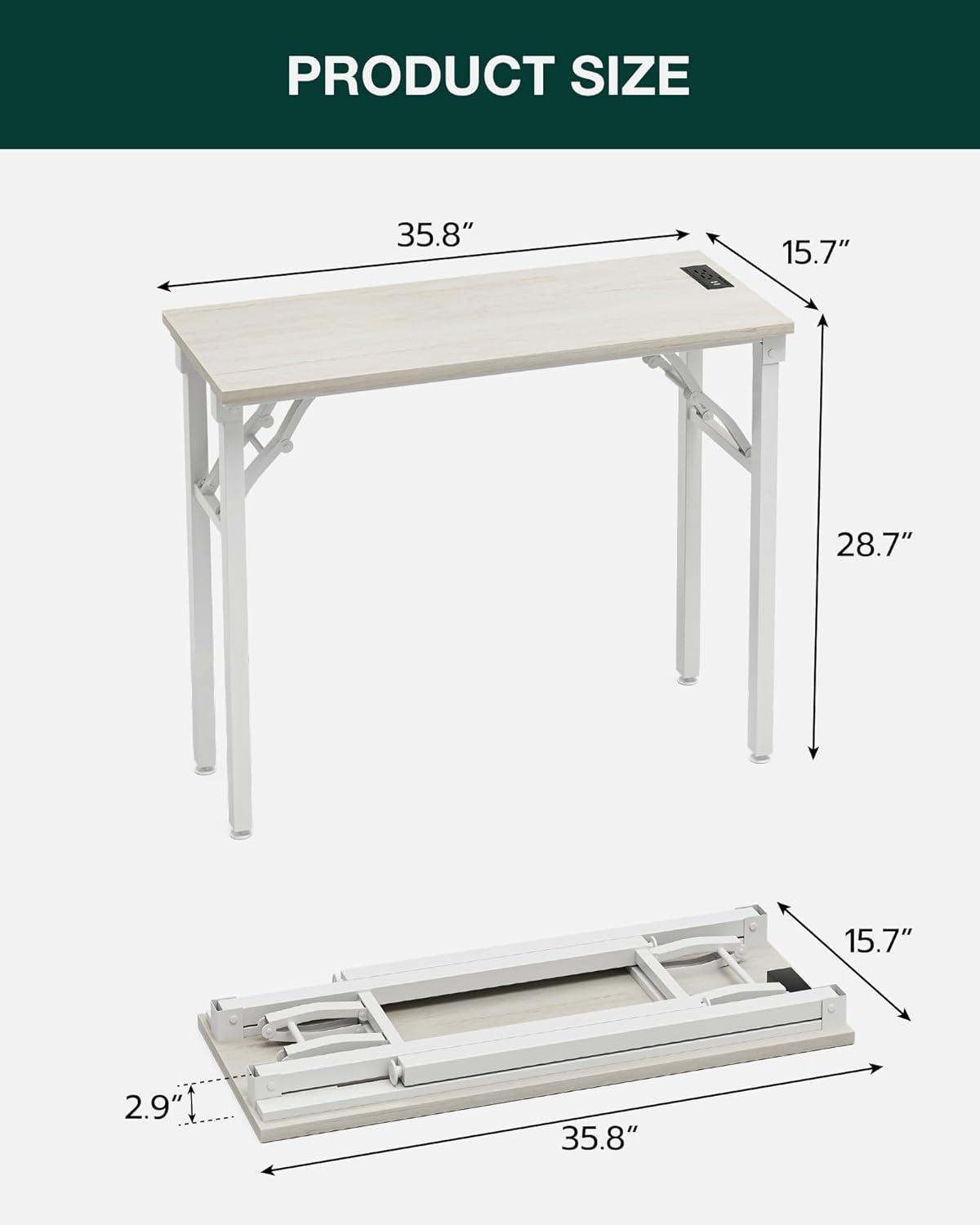 Frylr Small Folding Computer Desk – 35.8 Inch Portable Table for Craft and Study, Lightweight Desk