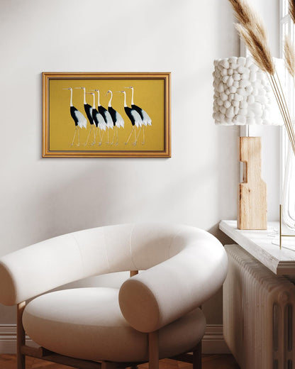 HUARCEY Gold Framed Vintage Wall Art for Living Room, Animals Painting Prints Shelf Decor for