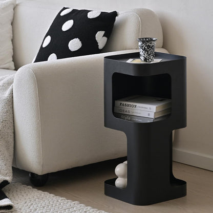 Modern Side Table,Small end Table for Small Spaces,Metal nightstand with Storage Shelf,Space-Saving