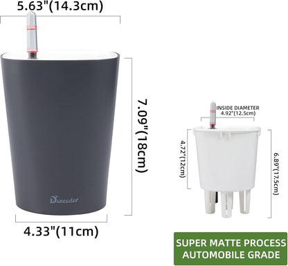 Dexceder 6x7 Self Watering Planter Indoor Outdoor, Matte Table Flower Plant Pot with Water Level