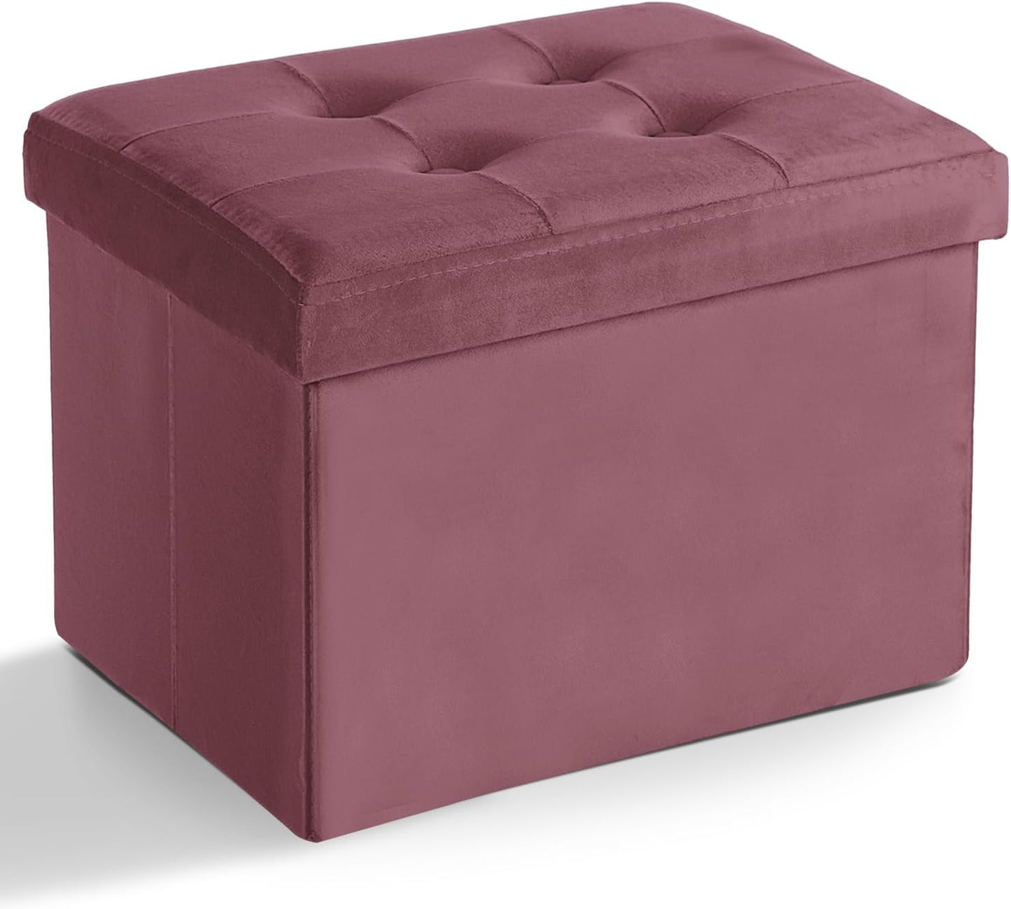 LINMAGCO Storage Ottoman Folding Foot Stool Velvet Footrest with Padded Modern Ottoman with Storage