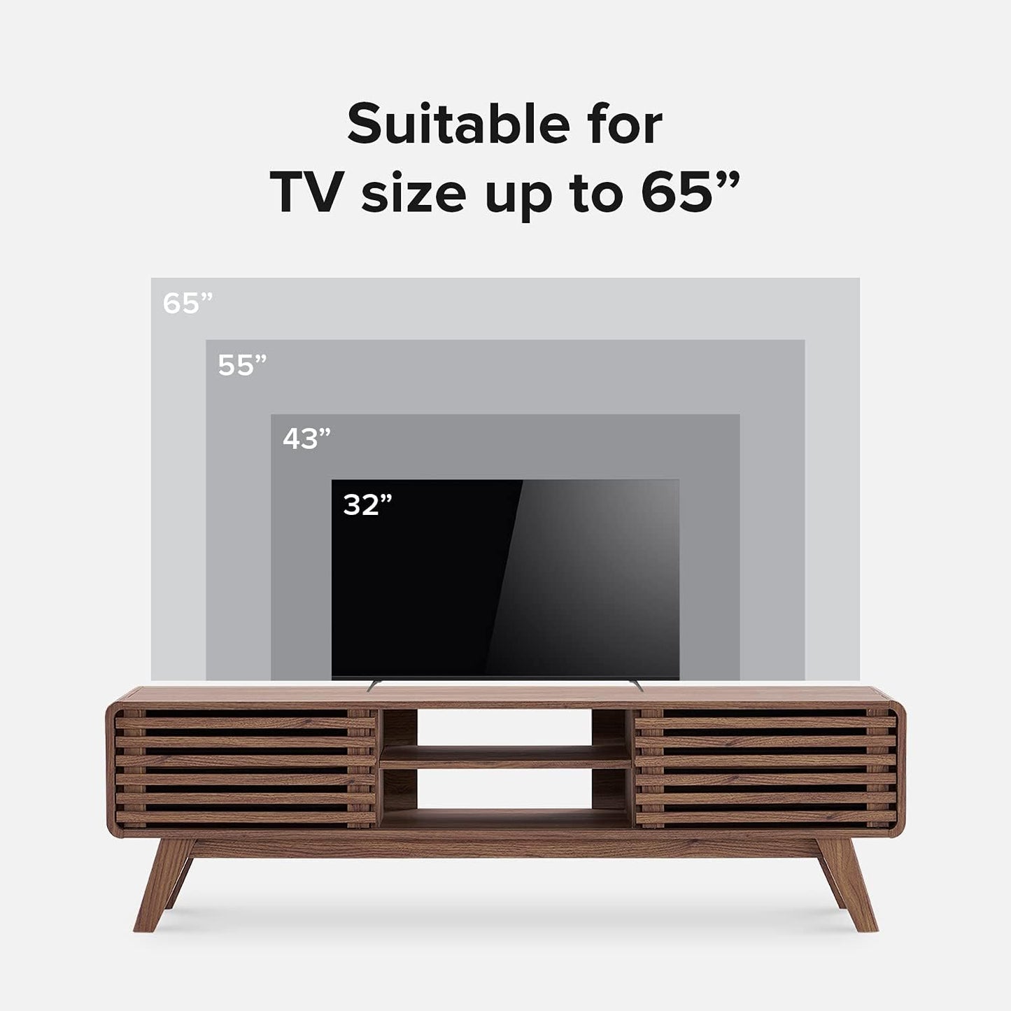 mopio Ensley TV Stand, Mid Century Modern for 55/60/65 inch TV, Farmhouse TV Stand, Entertainment