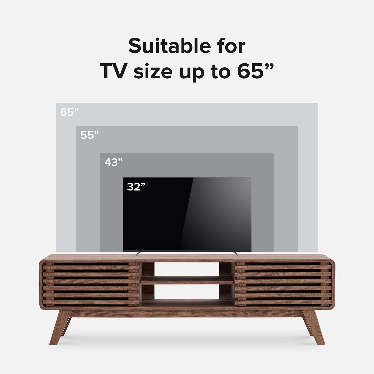 mopio Ensley TV Stand, Mid Century Modern for 55/60/65 inch TV, Farmhouse TV Stand, Entertainment