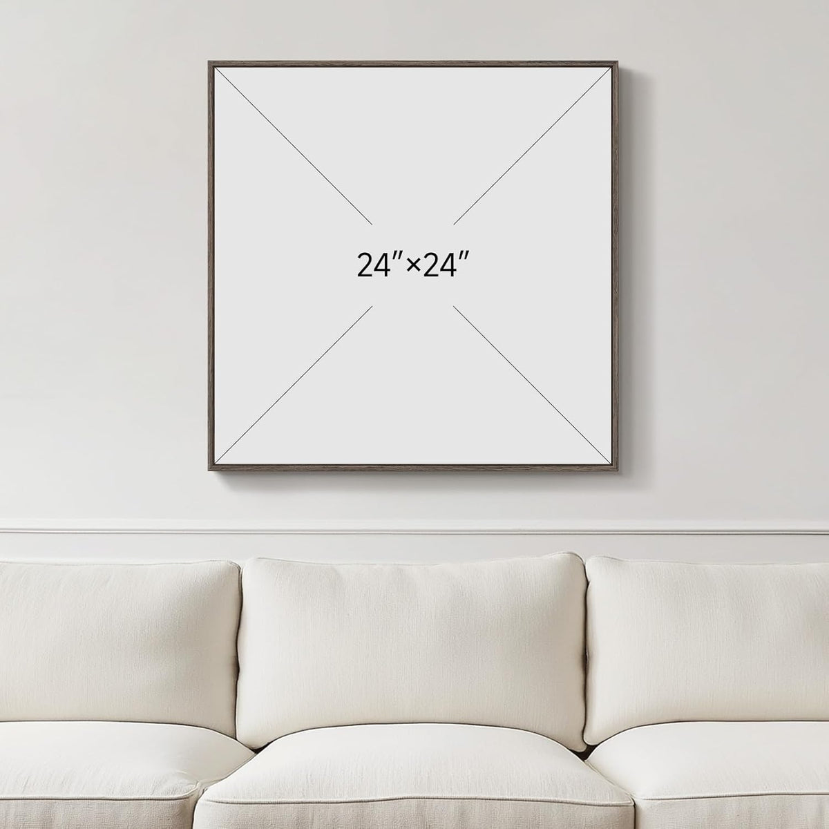 Framed Sage Green Abstract Wall Art, Modern Canvas Prints Artwork for Walls, Square Minimalist