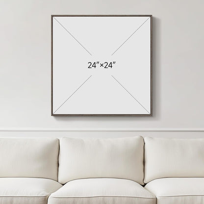 Framed Sage Green Abstract Wall Art, Modern Canvas Prints Artwork for Walls, Square Minimalist