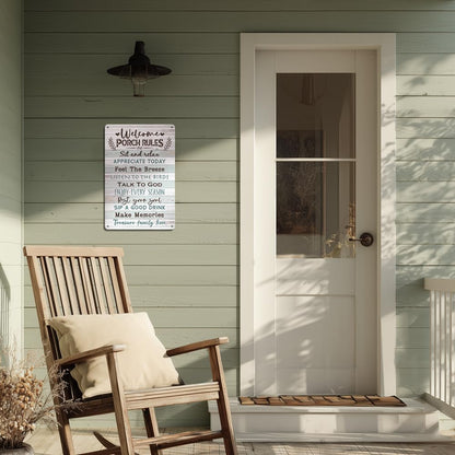 Heuhuww Heuhuww Welcome Porch Rules Tin Sign,Vintage Patio Wall Art Decor,Outdoor Rustic Farmhouse
