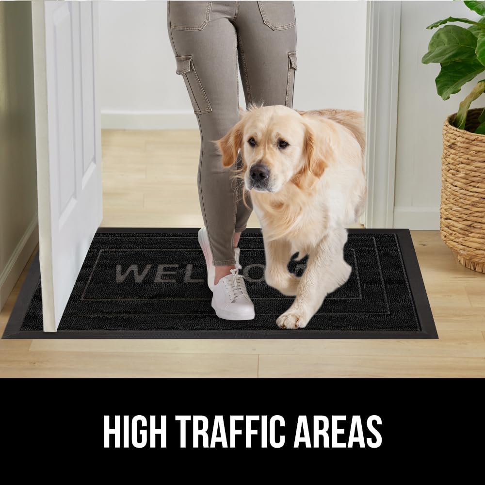 GORILLA GRIP 100% Waterproof All-Season WeatherMax Doormat, 47x35, US Designed Natural Rubber