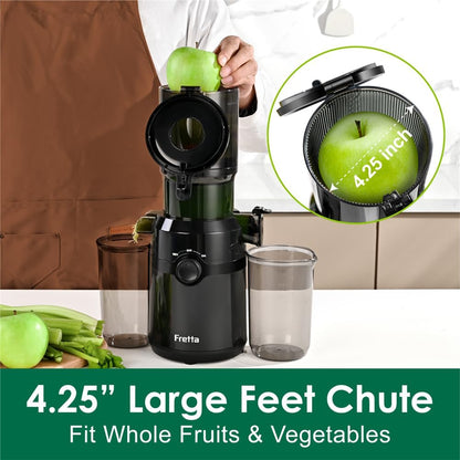 Cold Press Juicer Machines Slow Masticating Juicer Machines with 1.1 L Large Feed Chute Fit Whole
