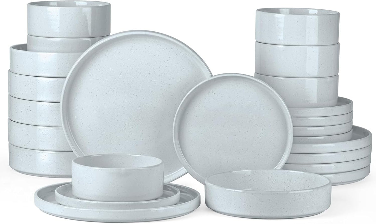 Onader Dinnerware sets, 24 Piece Plates and Bowls, Stoneware Kitchen Dinner Dish Set for 6, Ceramic