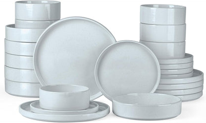 Onader Dinnerware sets, 24 Piece Plates and Bowls, Stoneware Kitchen Dinner Dish Set for 6, Ceramic