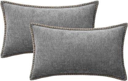 MIULEE Pack of 2 Couch Throw Pillow Covers 12x20 Inch Dark Gray Farmhouse Decorative Pillow Covers