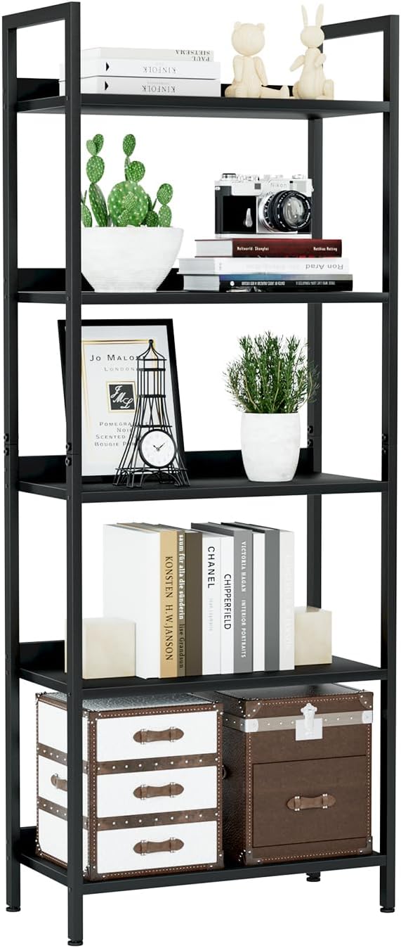 NUMENN Bookshelf, 5 Tier Bookshelves, Home Office Bookcase Shelf Storage Organizer, Free Standing