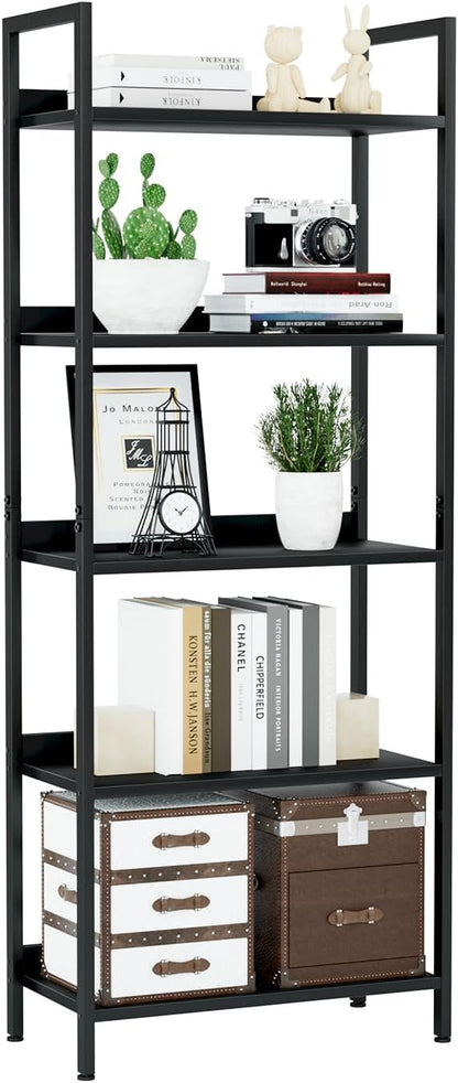 NUMENN Bookshelf, 5 Tier Bookshelves, Home Office Bookcase Shelf Storage Organizer, Free Standing