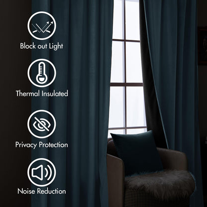 MIULEE Stone Blue Velvet Curtains 108 inches Long 2 Panels - Luxury Pinch Pleated Room Darkening