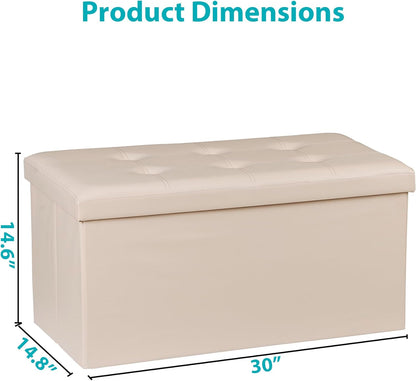 SUPER DEAL Folding Storage Ottoman Bench, 30 Inches Footrest Storage Bin with Padded Seat, Entryway