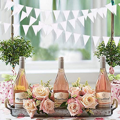 40 Ft White Party Decorations Triangle Pennant Banner Pearlescent Shimmer White Paper Flags Bunting