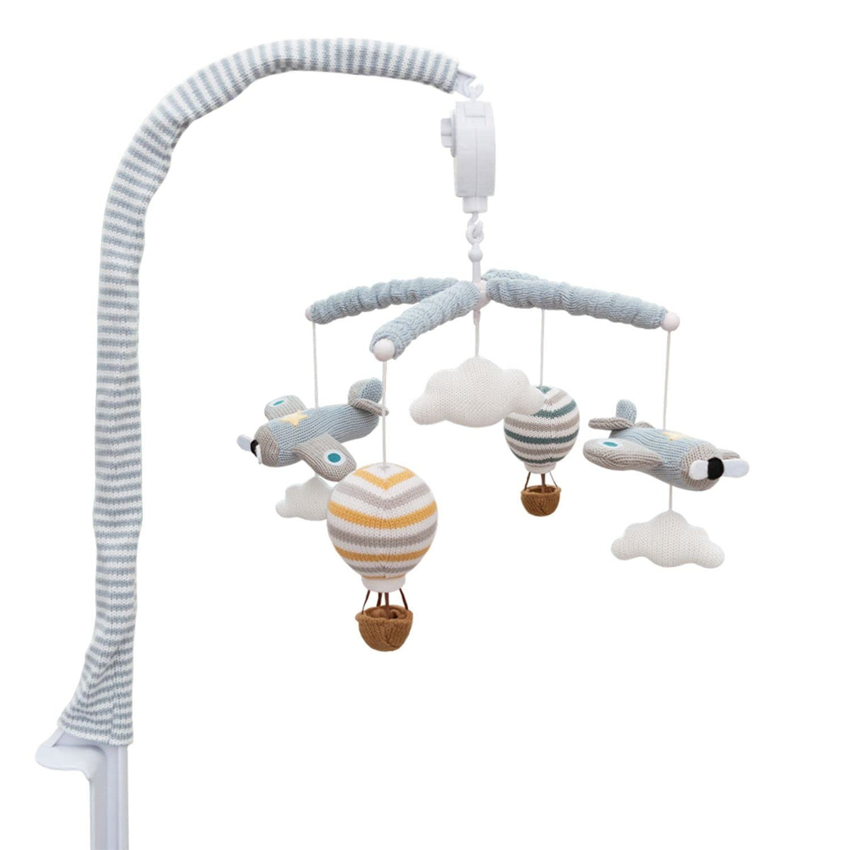 LIVING TEXTILES Baby Music Mobile - Up & Away Crib Toy, Sky Hot Air Balloon,Clouds Planes, Musical