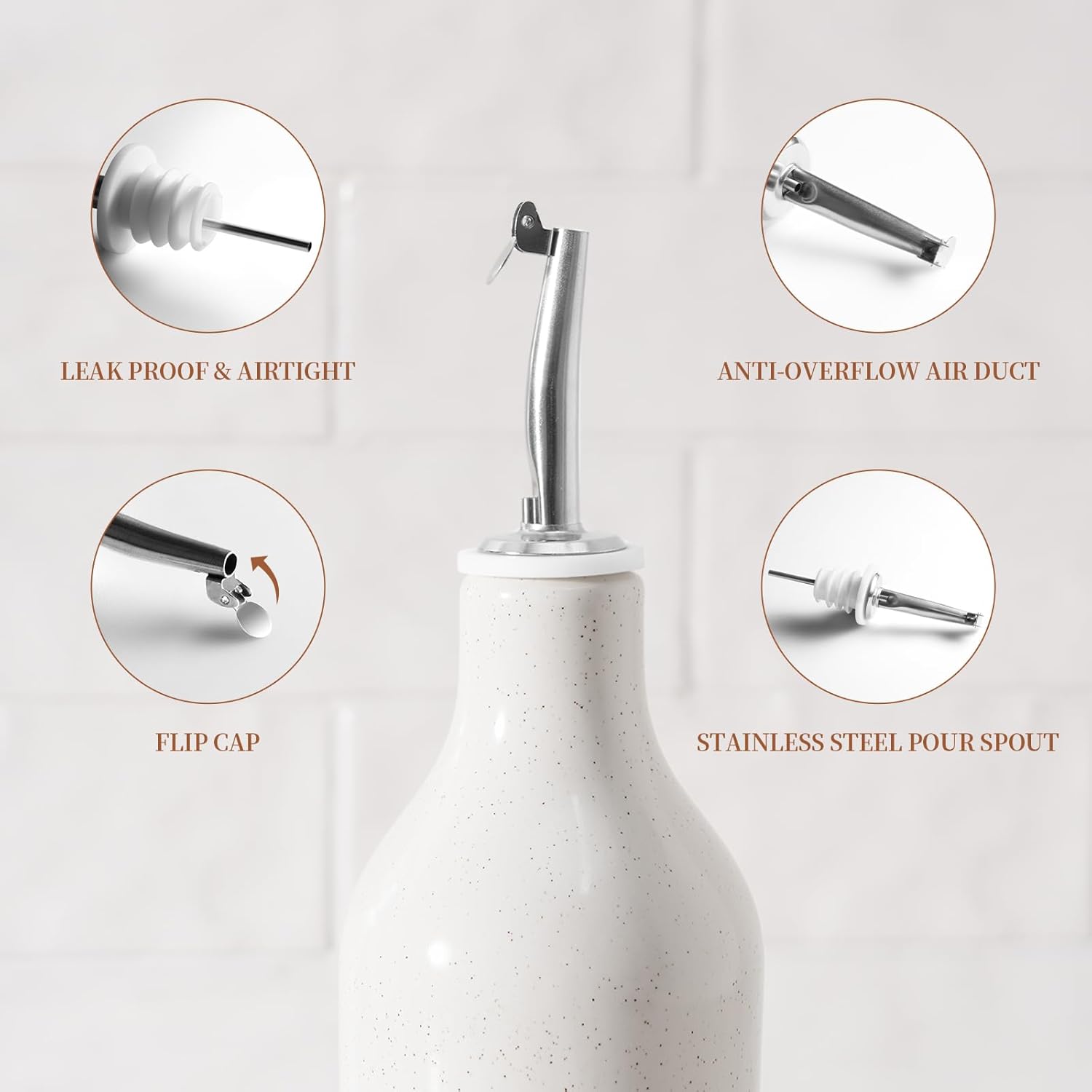 famiware Milkyway 16oz Ceramic Olive Oil Dispenser Bottle, Olive Oil and Vinegar Dispenser Bottle