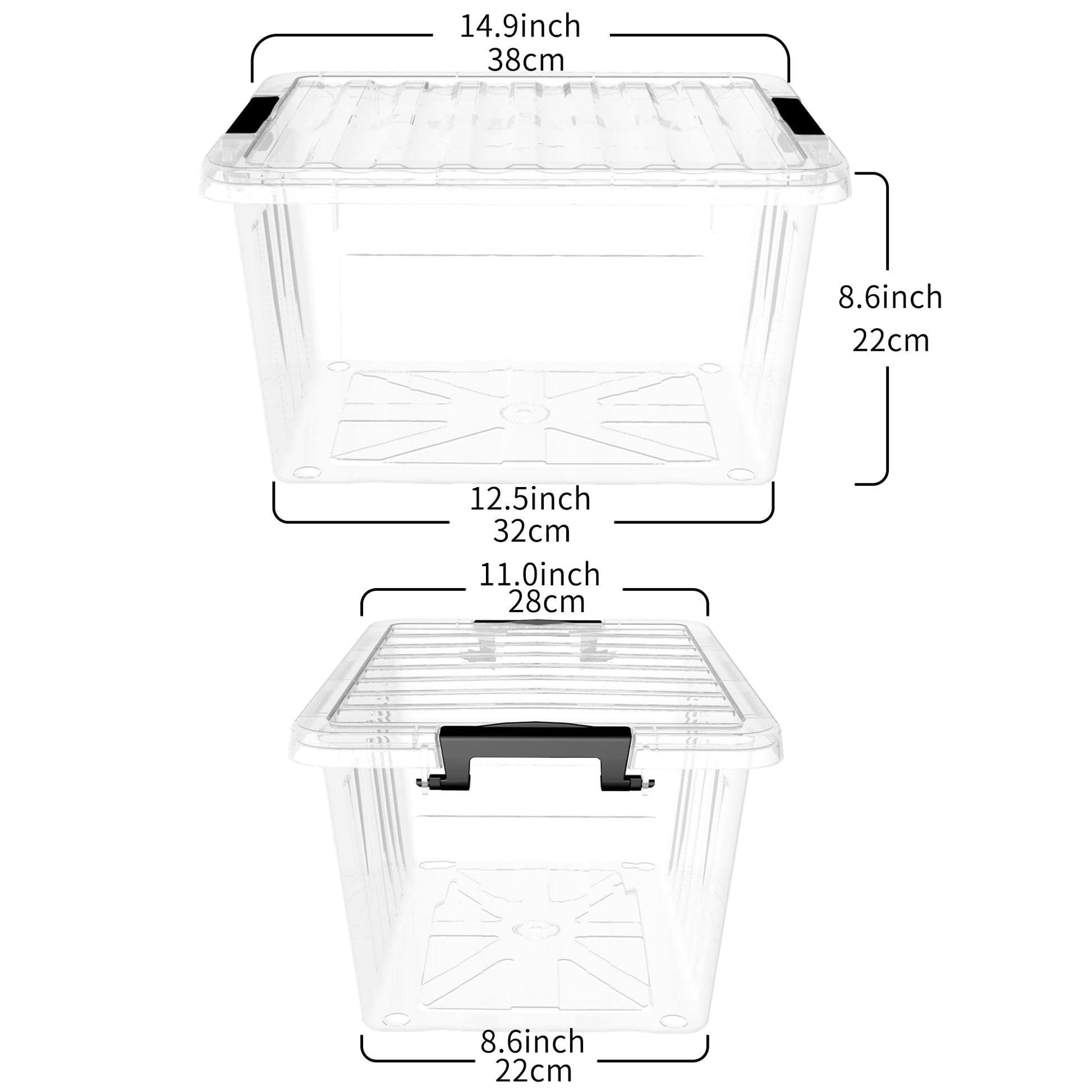 Cetomo 18Qt*4 Plastic Storage Bins, Storage Box, 4 Pack, Organizing Container with Durable Lids and