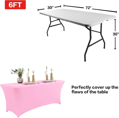 IVAPUPU 6FT Table Cloth for Rectangular Fitted Events Stretch Pink Table Covers Washable Cover