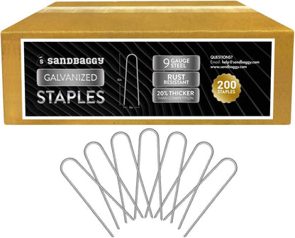 Sandbaggy Galvanized 6-Inch Landscape Staples ~ 9 Gauge Steel - Fabric Pins, Garden Earth Stakes