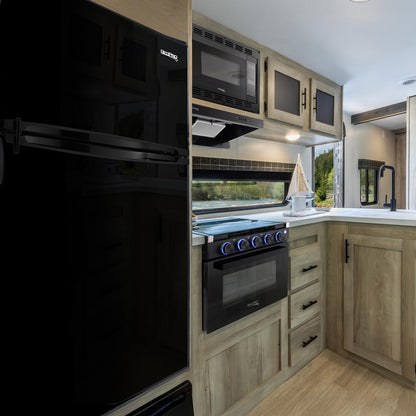 RecPro 4.4 Cu Ft 12V RV Refrigerator with Freezer | Frost-Free, Black Finish | Adjustable Shelves