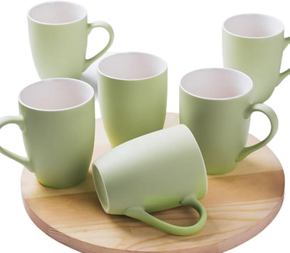Coffee Mugs Set of 6, 12oz Ceramic Coffee Mugs with Handle, Matte Porcelain Green Coffee Mug for