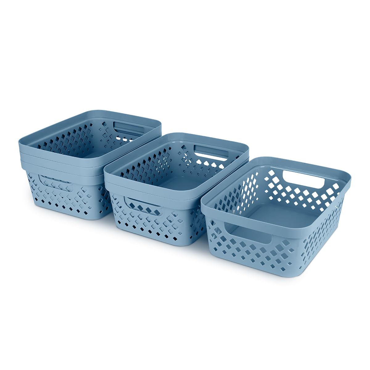 Glad Plastic Storage Basket Set, Value Pack of 6 | Open Storage Bins for Shelves, Bathroom, Pantry