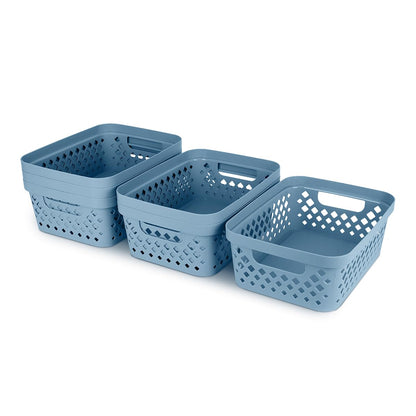 Glad Plastic Storage Basket Set, Value Pack of 6 | Open Storage Bins for Shelves, Bathroom, Pantry