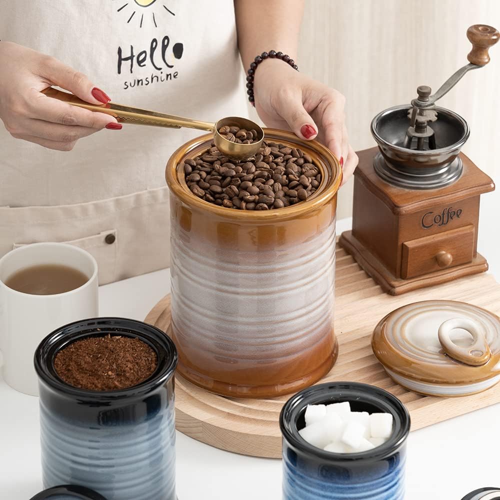 Nihow Ceramic Food Storage Jar Sets: Container with Air Tight Ceramic Lid for
