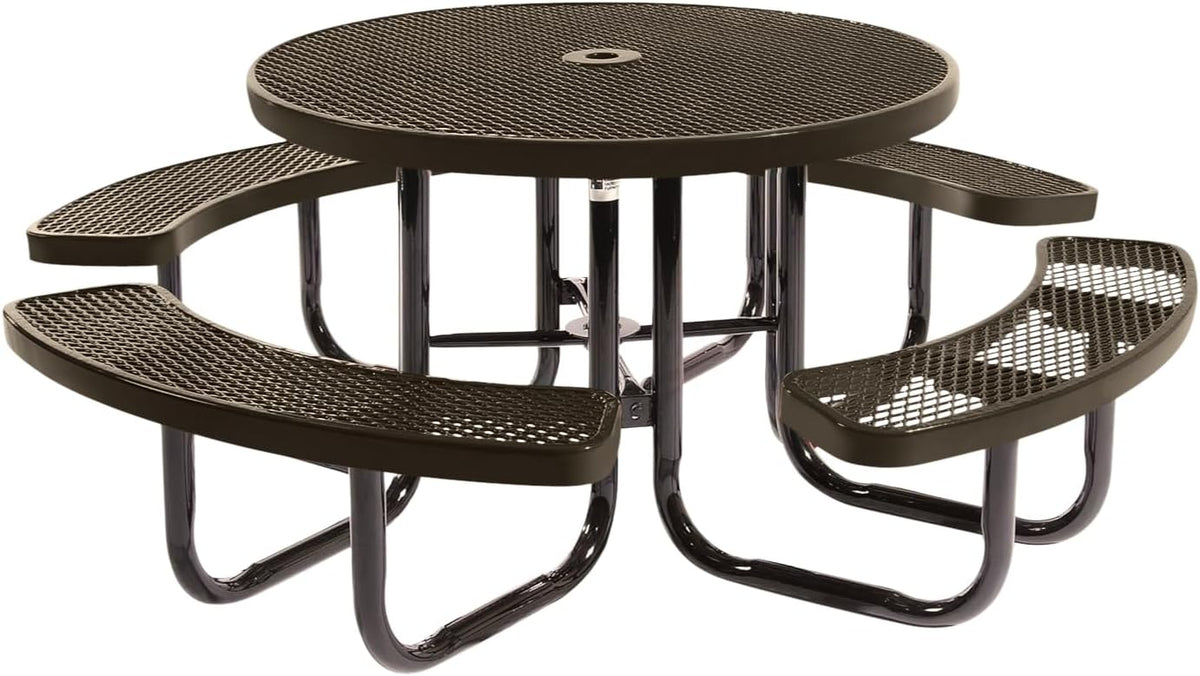 Coated Outdoor Furniture Heavy-Duty Portable Outdoor Picnic Table with Umbrella Hole, Expanded