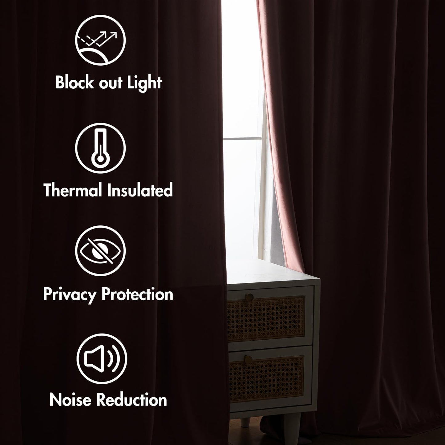 MIULEE Baby Pink Velvet Curtains 108 inches 2 Panels - Luxury Room Darkening Window Drapes for