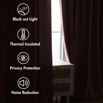 MIULEE Baby Pink Velvet Curtains 108 inches 2 Panels - Luxury Room Darkening Window Drapes for