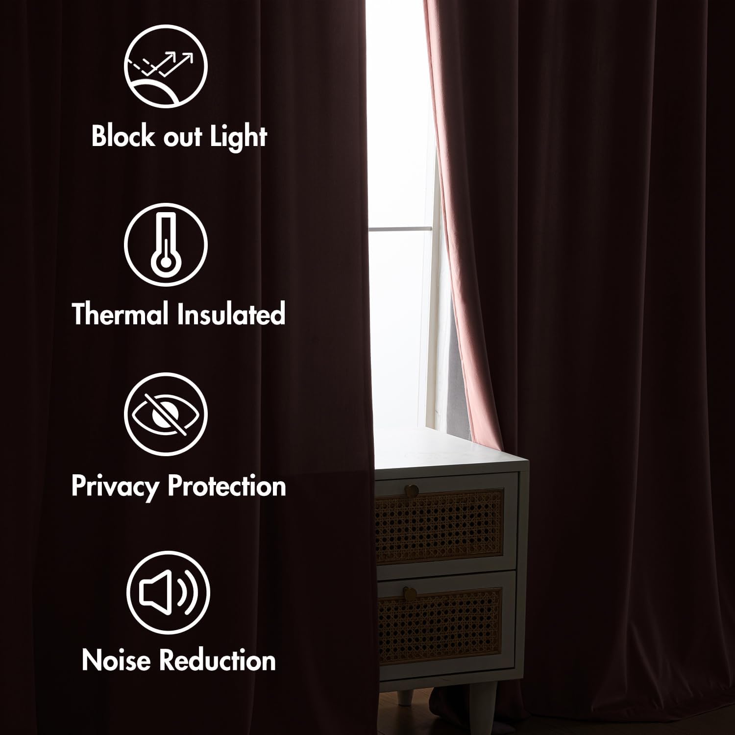 MIULEE Baby Pink Velvet Curtains 84 inches 2 Panels - Luxury Room Darkening Window Drapes for