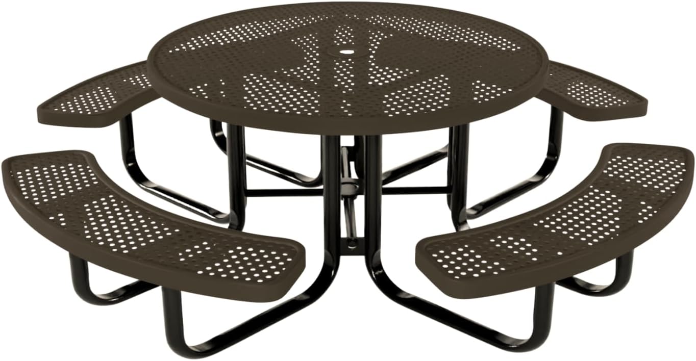Coated Outdoor Furniture Heavy-Duty Portable Outdoor Kids Table with Umbrella Hole, Punched Steel