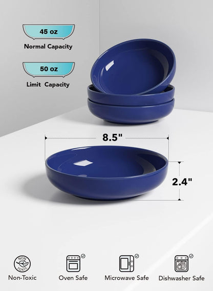 LE TAUCI Pasta Bowls 45 oz, Salad Bowls Set for Serving Soup, Pasta, Noodle, Dinner, Large Kitchen