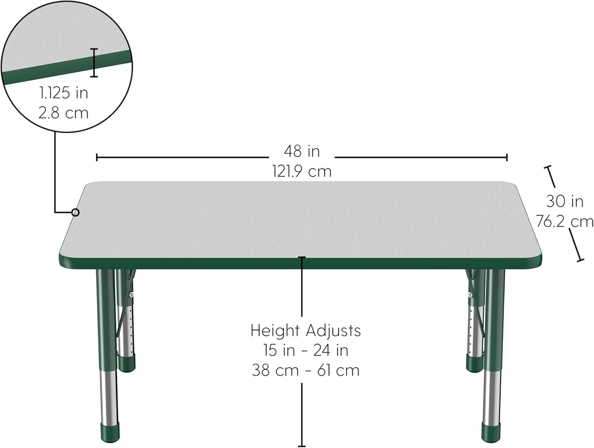 FDP Rectangle Activity School and Classroom Kids Table (30 x 48 inch), Chunky Toddler Legs
