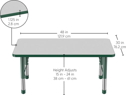 FDP Rectangle Activity School and Classroom Kids Table (30 x 48 inch), Chunky Toddler Legs
