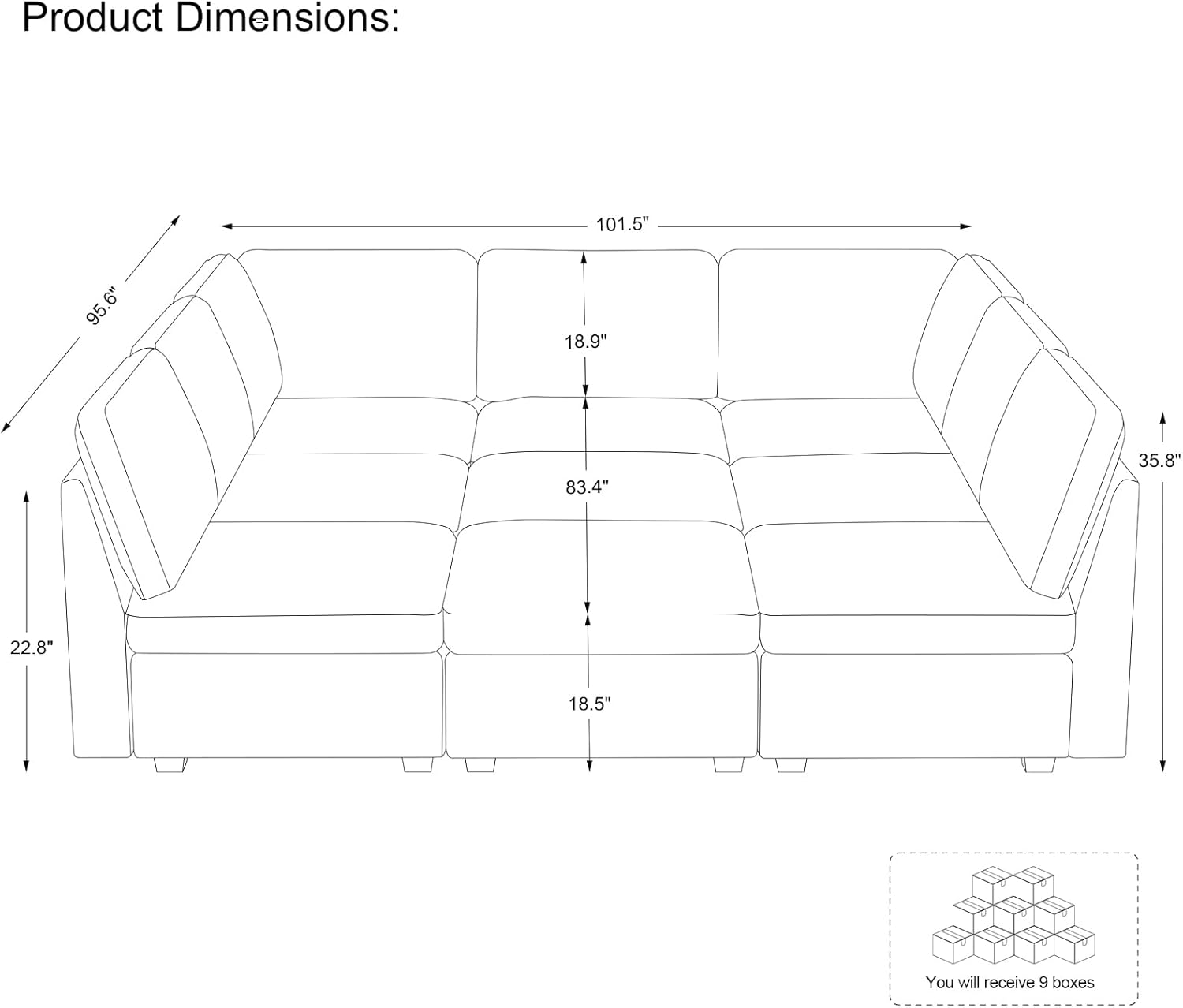 Belffin Modular Sectional Sofa with Sleeper Sofa, Oversized Cloud Couch with Extra Deep Seat