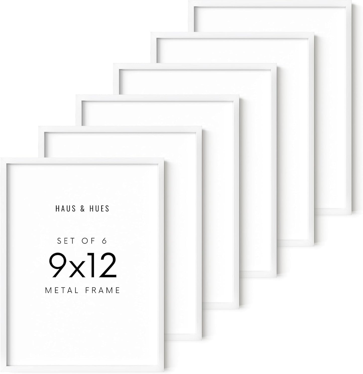 HAUS AND HUES 9x12 White Metal Picture Frames - Features Premium Aluminum, Vertical & Horizontal